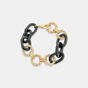 OMG Design Black and Gold 8-inch Chain Bracelet